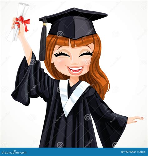 Diploma De Graduación De Chica Feliz Stock De Ilustración Ilustración