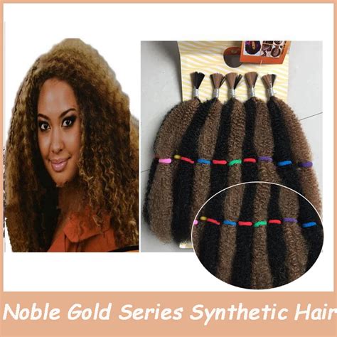 Noble Kinky Curly Bulk Hair Extension Synthetic Material Noble Gold