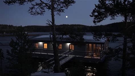 View Of The House On The Lake At Night Stock Video Footage 0012 Sbv
