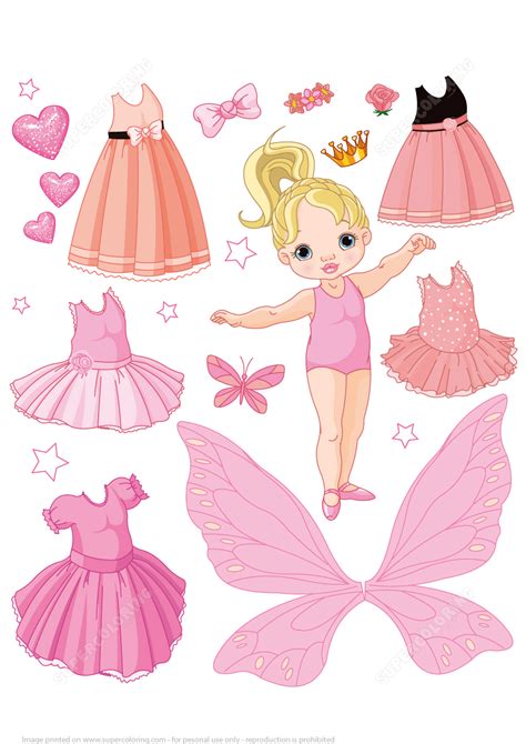 Baby Paper Doll With Different Ballet Fairy And Princess Dresses Free
