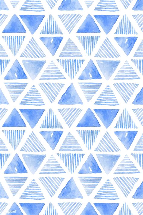 Indigo Blue Watercolor Triangle Patterned Seamless Background Vector