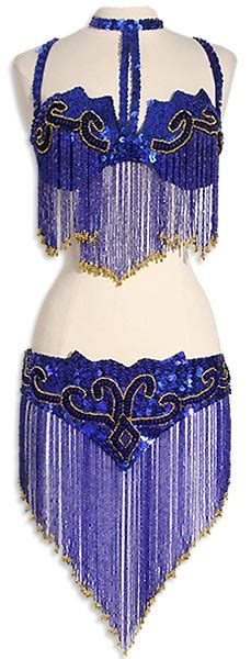 Blue With Indigo And Gold Turkish Bra And Belt Belly Dance Costume At