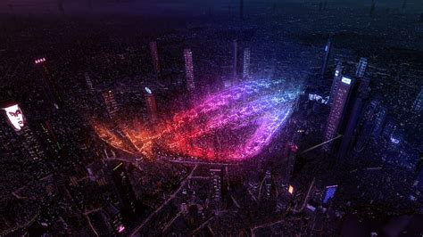 Hd Wallpaper Asus Rog City Neon Lights Wallpaper Flare