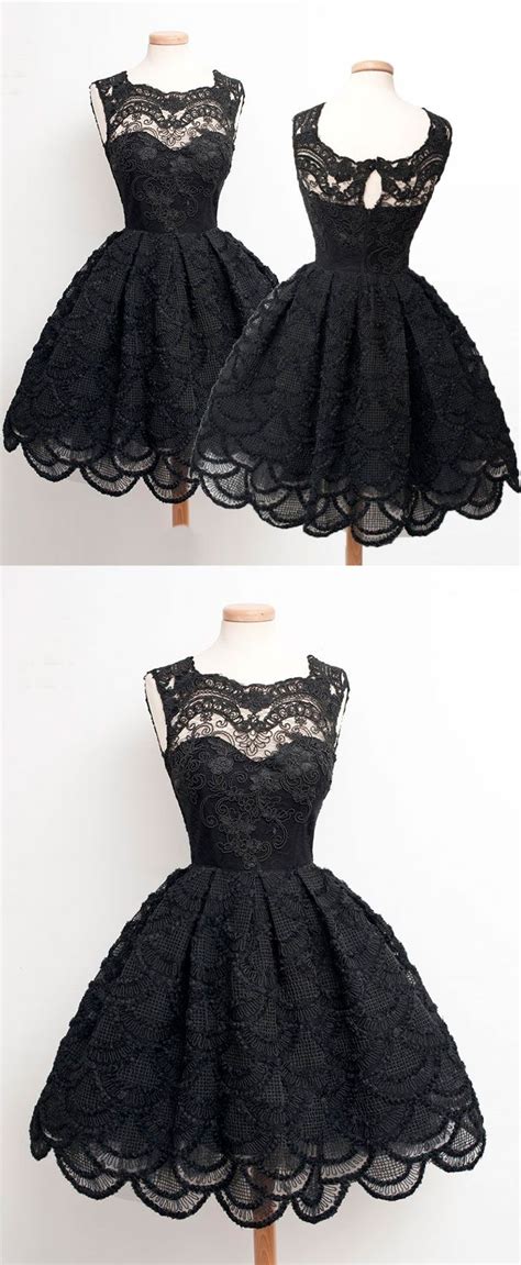 Black Lace Short Prom Dress Black Homecoming Dress Bridesmaid Dress Black Homecoming Dress