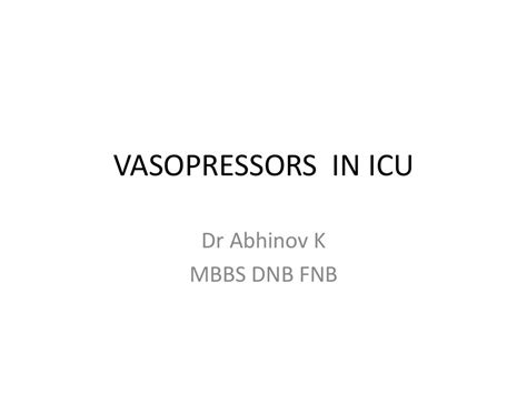 Vasopressors In Icu