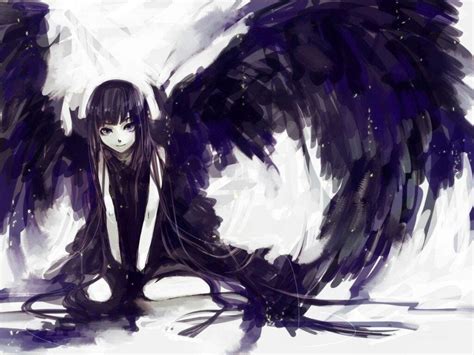Demon Anime Girl With Black Hair And Purple Eyes