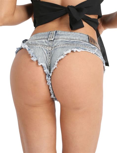 mujeres señoras pantalones cortos de triángulo jeans cortos de jeans rasgado envejecido micro