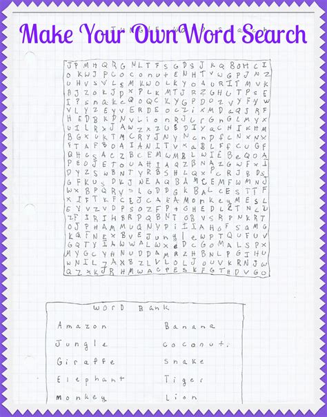 Make Your Own Word Search Worksheet Neloposters