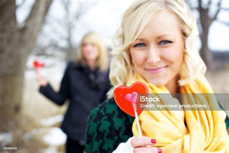 Young Adult Female Siblings Valentines Outdoors Stock Photo Download