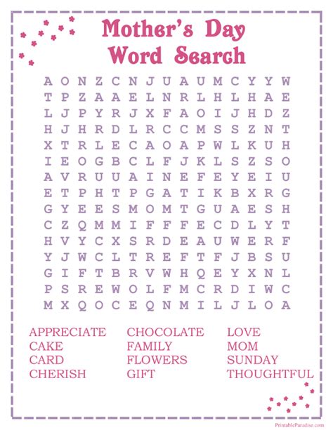 Mother S Day Word Search Printable Ittt