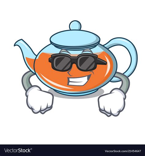 Super Cool Transparent Teapot Character Cartoon Vector Image