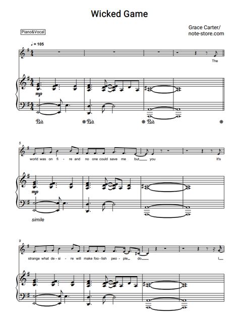 Grace Carter Wicked Game Sheet Music For Piano With Letters Download