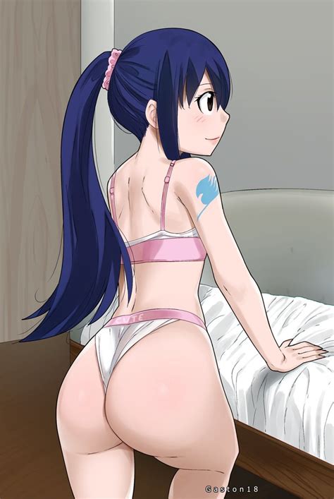 Gaston18 Wendy Marvell Fairy Tail Highres 1girl Artist Name Ass Back Bare Shoulders Bed