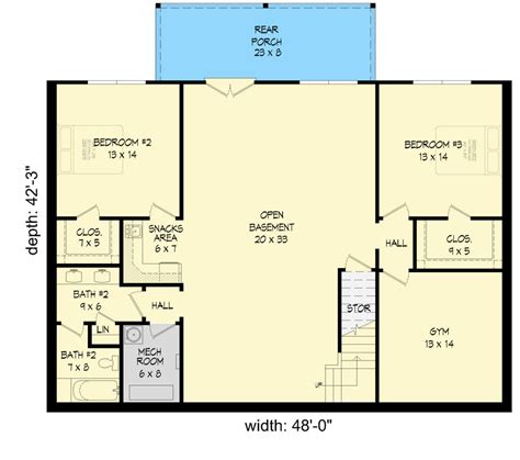 Split Bedroom Ranch For A Rear Sloping Lot 68886vr Architectural