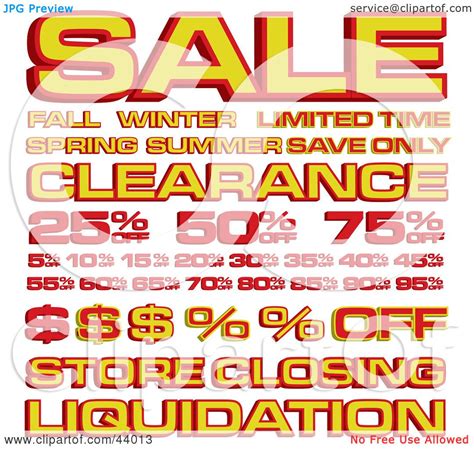 Clipart Illustration of a Collage Of Retail Sales Prices And Text by Arena Creative #44013