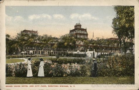 Grand Union Hotel And City Park Saratoga Springs Ny Postcard