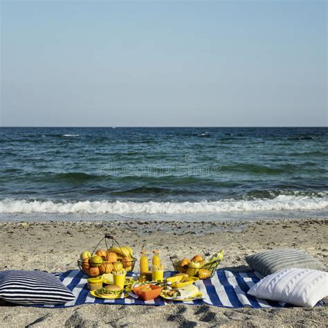Summertime A Picnic On The Beach Stock Image Image Of Lemon Beach
