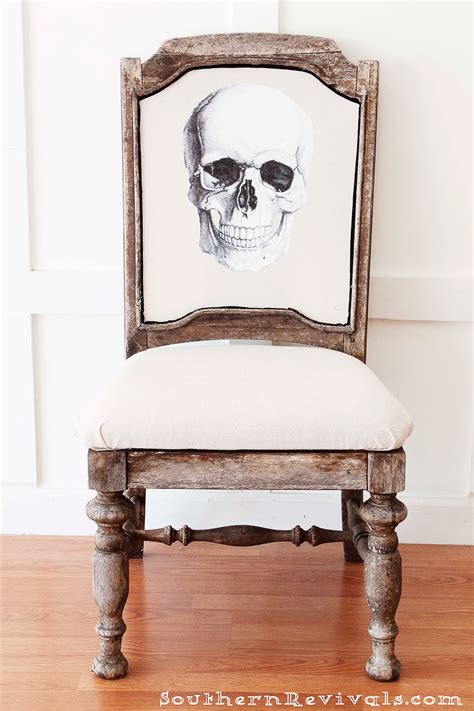 Diy Halloween Skeleton Skull Chair A Fun Upcycle For A Ruined Chair