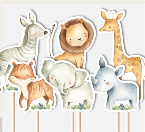 Paper And Party Supplies Set Of Safari Animal Cutouts Instant Safari