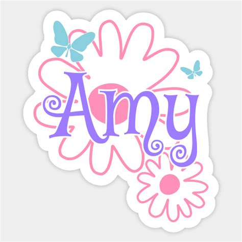 Amy Girls Name Daisy Butterflies Amy Name Sticker Teepublic