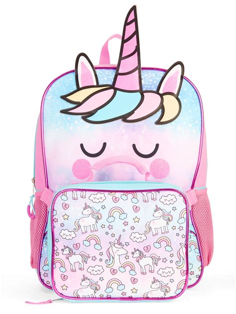 Wonder Nation Girls Unicorn Backpack With Lunch Bag