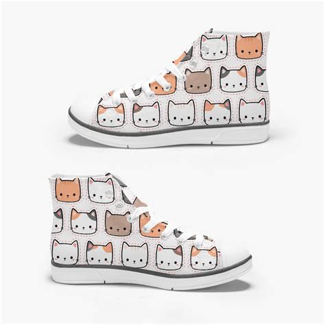 Shoes With Cat Cat Kids Sneakers Cat Pattern High Tops Cat Etsy