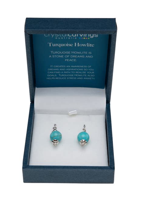 Polished Mm Turquoise Howlite Drop Earrings Bramble Bay Co