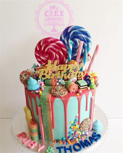 Candy Land Drip Cake With Loads Of Goodies Lolly Cake Drip Cakes