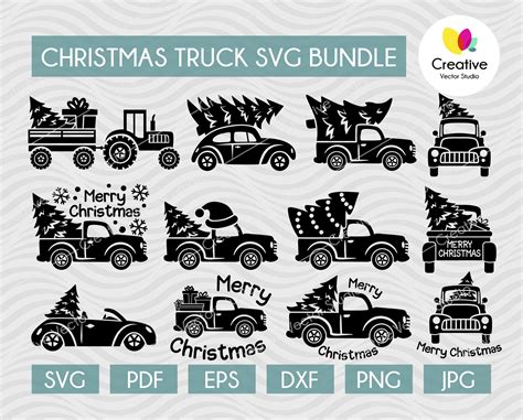 Christmas Tree Truck Svg Bundle Creative Vector Studio