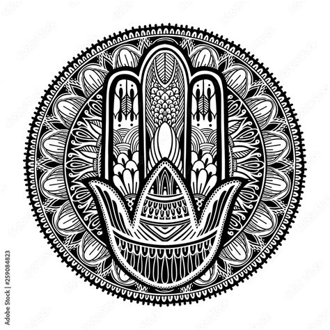 Hamsa Talisman Religion Asian Black Color Graphic In White Background