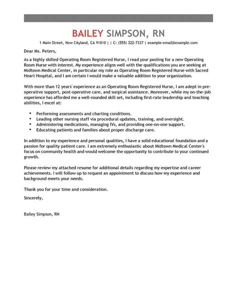 Amazing Operating Room Registered Nurse Cover Letter Examples