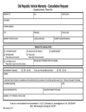 Gap insurance is an optional car insurance coverage that helps pay off your auto loan if your car is totaled or stolen and you owe more than the car's depreciated value. Fillable Warranty Cancellation Request - Fill Online, Printable, Fillable, Blank | PDFfiller