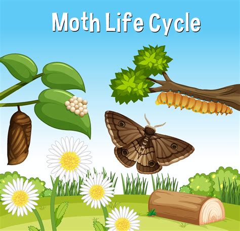 Scene With Moth Life Cycle 1988602 Vector Art At Vecteezy