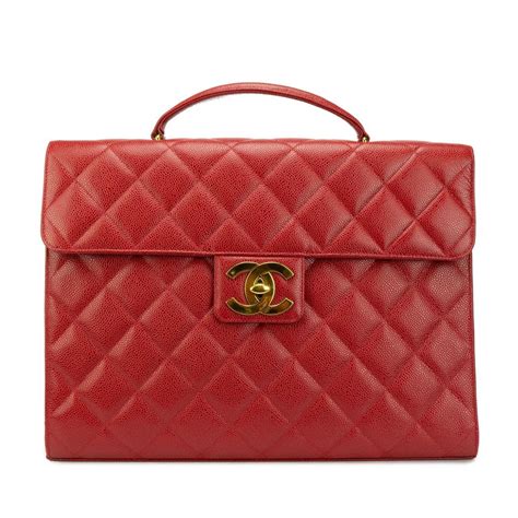 Chanel Classic Flap Portfolio Vintage 90s Briefcase Executive Red