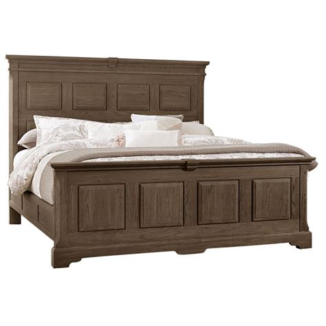 Vaughan Bassett Heritage Queen Mansion Bed With Decorative Rails In Cobblestone Oak