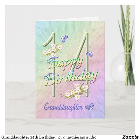 Granddaughter 14th Birthday Butterfly Garden Card | Zazzle.com | 14th birthday, Birthday cards 
