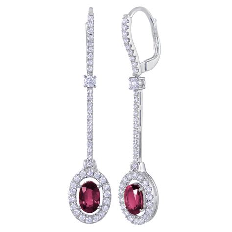 Uneek Fine Jewelry Uneek Oval Ruby Spoon Dangle Earrings With Pave