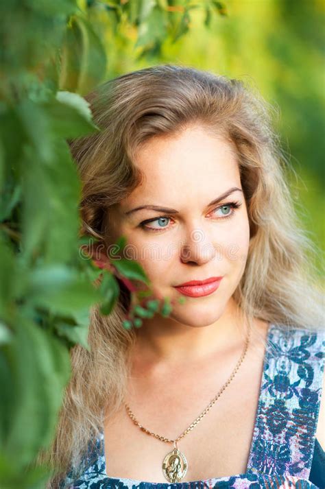 Portrait Of A Beautiful Girl Green Stock Photo Image Of Garden Model
