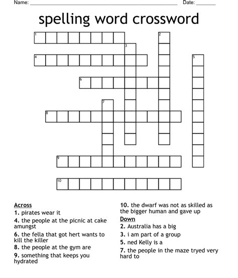 Spelling Word Crossword Wordmint