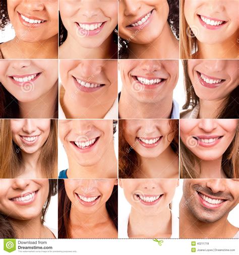 Collage Of Different Smiles Stock Photo - Image of lady, background ...