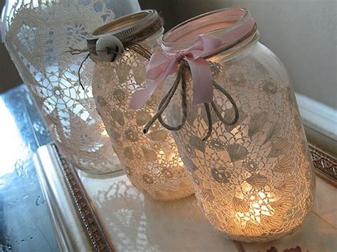 Looking for more mason jar ideas? Pinterest Do It Yourself | Do it yourself / Mason jar lantern | Lace mason jars, Mason jar diy ...