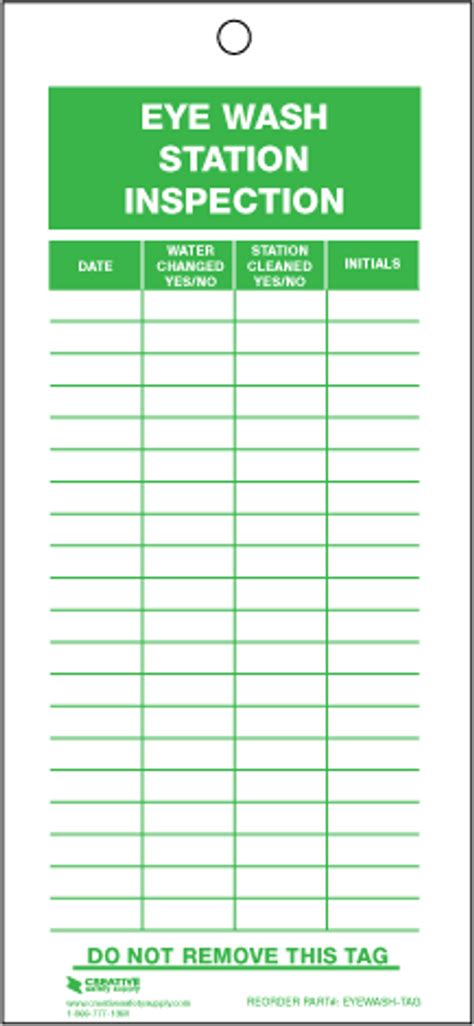 Printable Eyewash Station Checklist Printable Templates