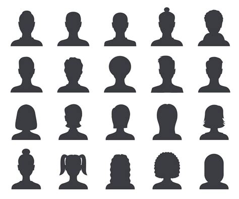 Silhouette Avatar Male And Female Head Outline Avatars Profile Icons