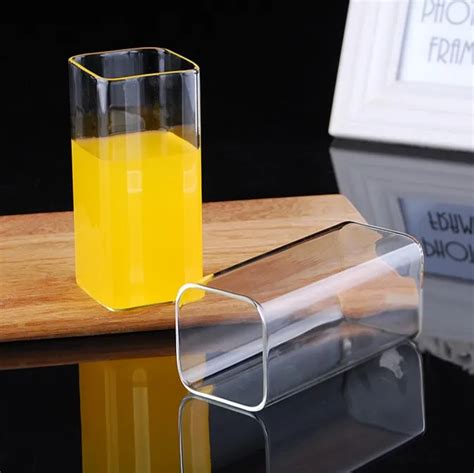 350ml Handblown Square Shaped Drinking Glasses Juice Glass Hot Water Glass Buy Square Drinking
