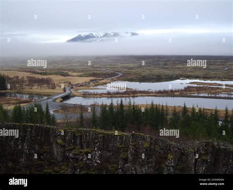 Thingvellir Valley Of Tectonic Plates Iceland Stock Photo Alamy