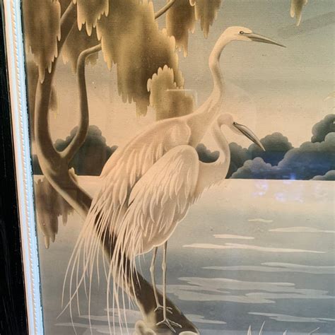Vintage Mid Century Turner Retro Airbrush Egrets Painting Chairish