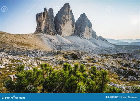 The Tre Cime Di Lavaredo In The Sexten Dolomites Italy Stock Image