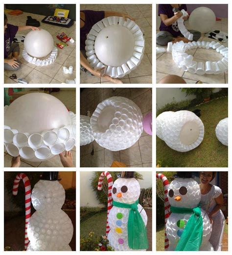 Como Hacer Un MuÑeco De Nieve Con Vasos Material Reciclable