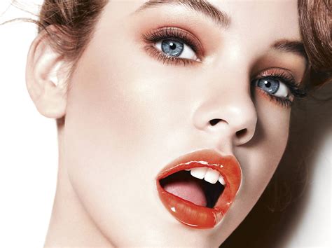 Wallpaper Face Women Model Open Mouth Looking At Viewer Makeup Barbara Palvin Nose