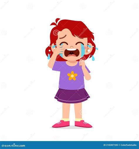 Cute Little Girl With Crying And Tantrum Expression Stock Vector